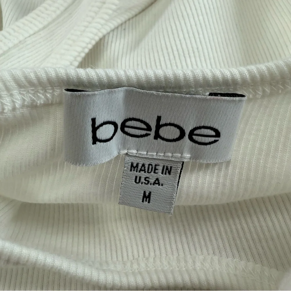 Bebe Logo Rodeo Drive White Tank Top Size M - Picture 12 of 14